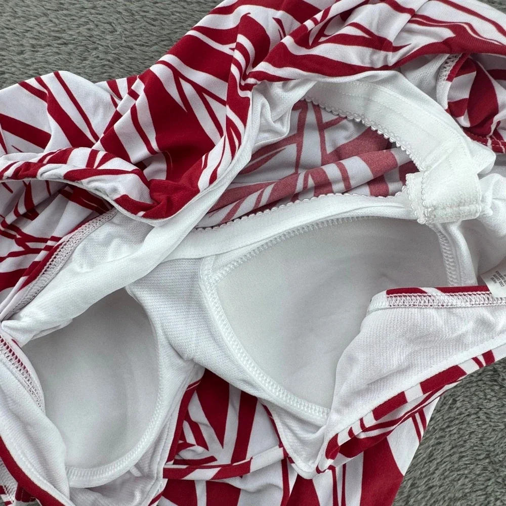 Dreamsuit by Miracle Brands Tankini Top‎ Womens 10 Red White NEW Tropical Palm